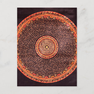 Tibetanska Mandala Art (Black, Guld, Red, Gult) Vykort