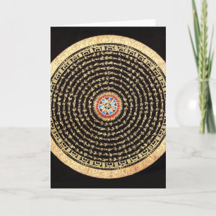 Tibetanska Mandala Art (Guld & Black) Helgkort