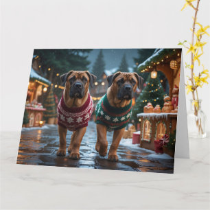 Tibetanska Mastiff-hundar Jul Snö Högtid Kort