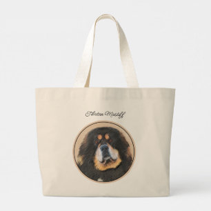 Tibetanska Mastiff Painting Black and Tan Pet Hund Jumbo Tygkasse