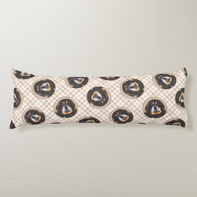 Tibetanska Mastiff Painting Black and Tan Pet Hund Kroppskudde (Framsidan)