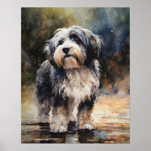 Tibetanska Terrier Hund Art Print Poster