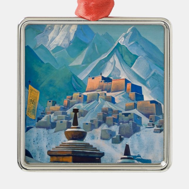 Tibetanskt landskap i Himalaya-bergen Peaks Julgransprydnad Metall (Framsidan)