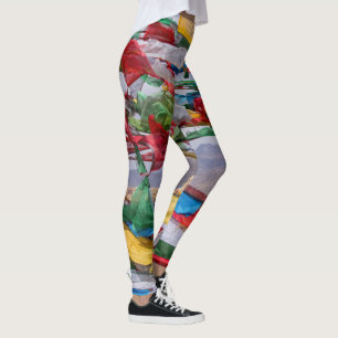 Tibetanskt landskap med bön flaggor - Himalaya Leggings