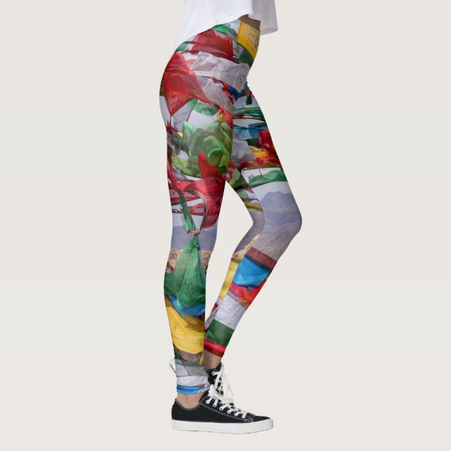 Tibetanskt landskap med bön flaggor - Himalaya Leggings (Höger)
