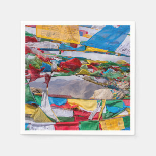 Tibetanskt landskap med bön flaggor - Himalaya Pappersservett