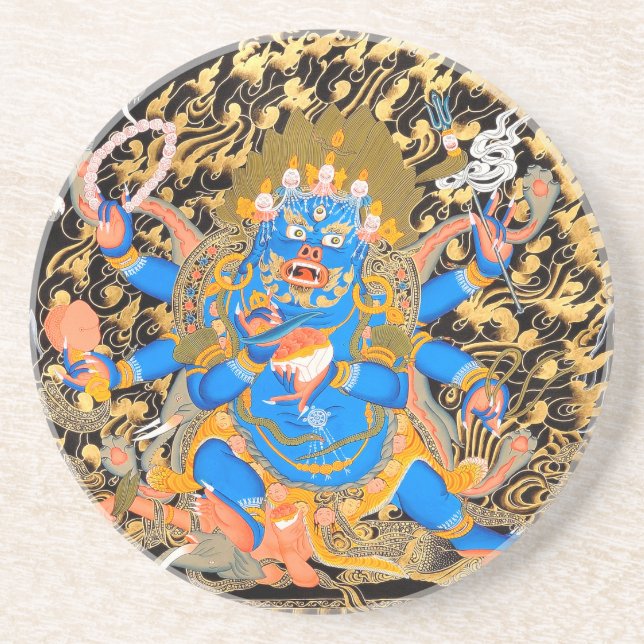 Tibetant buddistiskt konsttryck underlägg sandsten (Framsidan)