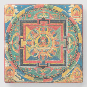 Tibetant buddistiskt Mandalaunderlägg Underlägg Sten