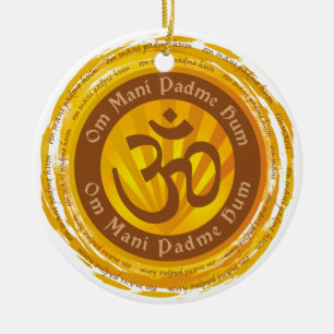 Tibetant MantraAum symbol Julgransprydnad Keramik
