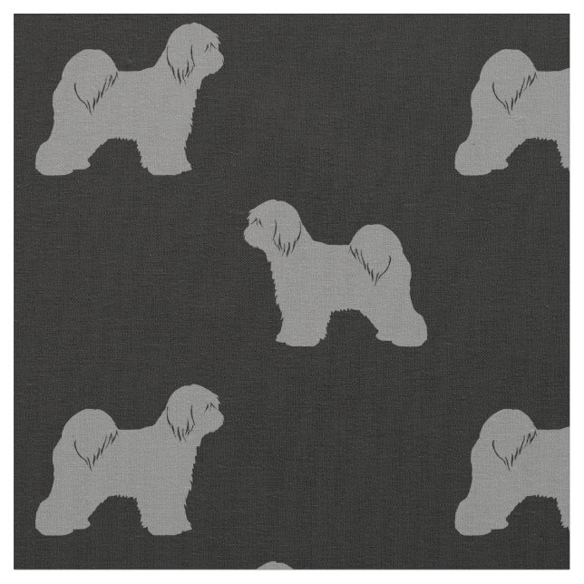 Tibetant TerrierSilhouettesmönster Tyg (Närbild)