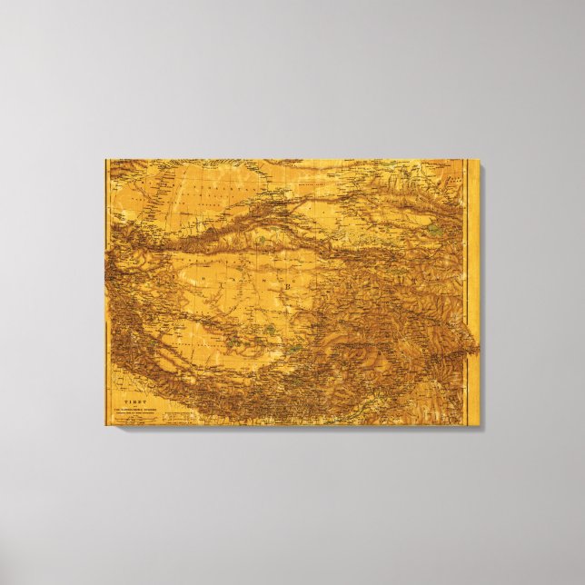 TibetPanoramisk kartaTibet Canvastryck (Framsida)