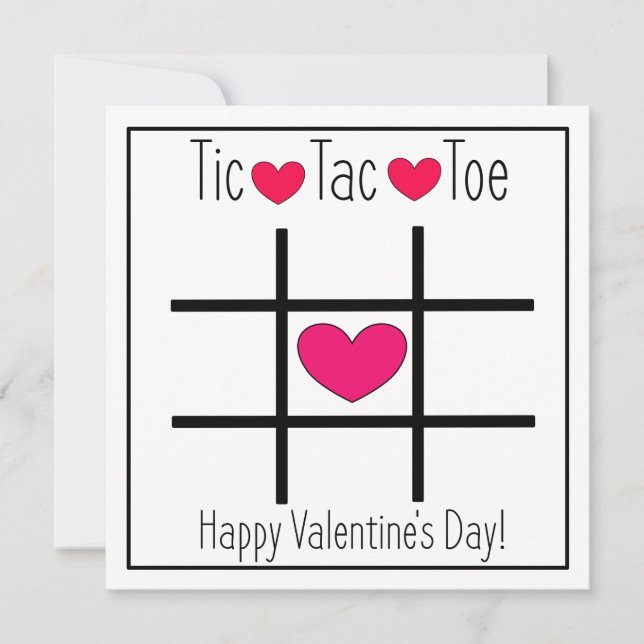 TIC TAC TOE Alla hjärtans dag-aktivitetskort Julkort (Framsida)