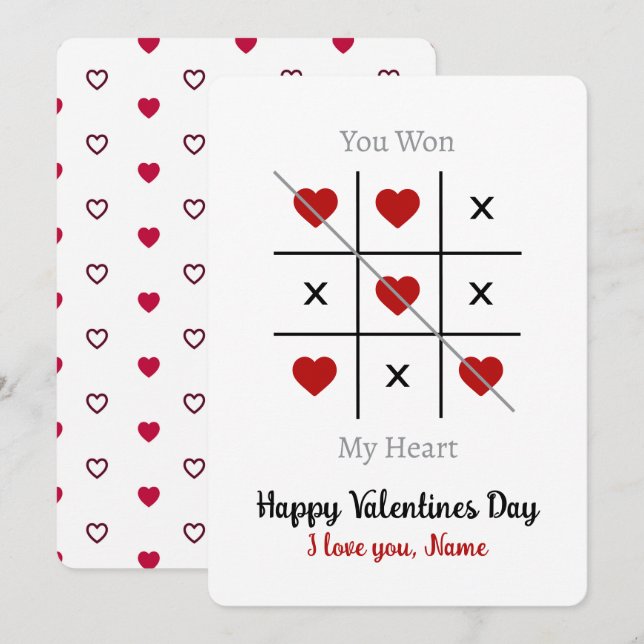 Tic-Tac-Toe: Du vinner mitt hjärtehjärtkort på all Anteckningskort (Fram/baksida)