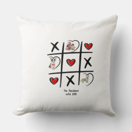 Tic-Tac-Toe-familjepillow med foton Kudde