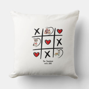 Tic-Tac-Toe-familjepillow med foton Kudde