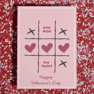 Tic-Tac-Toe Funny Valentine Day Julkort