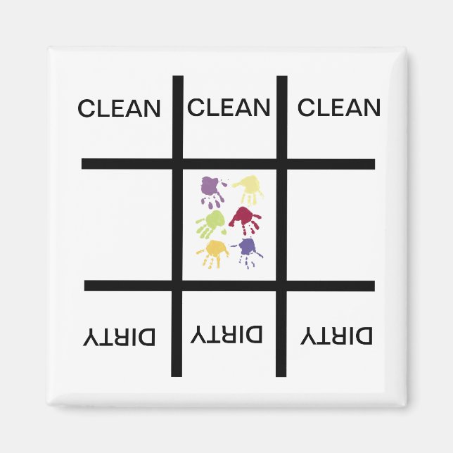 Tic Tac Toe Händer Clean Dirty Dishwasher Magnet (Framsidan)