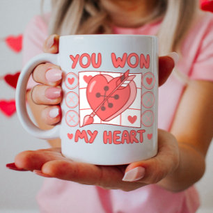 Tic-Tac-Toe Heart Valentine Kaffemugg