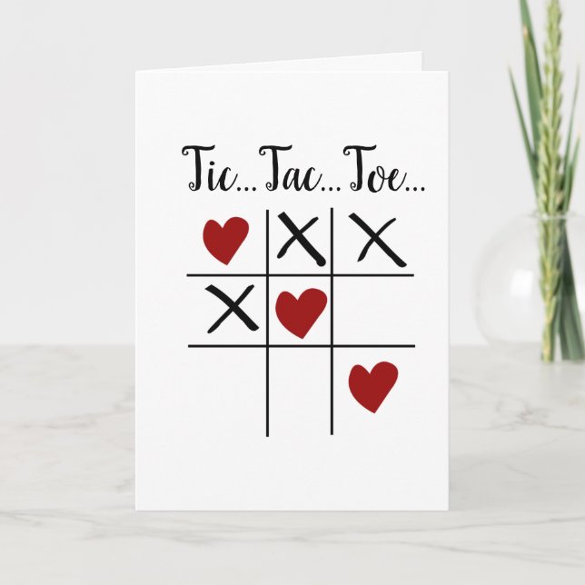 Tic Tac Toe Hearts Alla hjärtans dag årsdagskort Kort (Framsida)