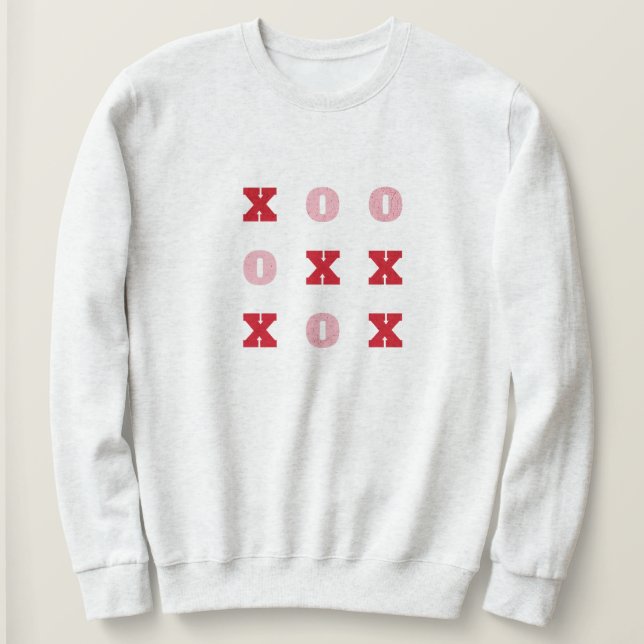 Tic-Tac-Toe Hugs och Kisses Valentiness Sweatshirt T Shirt (Design framsida)