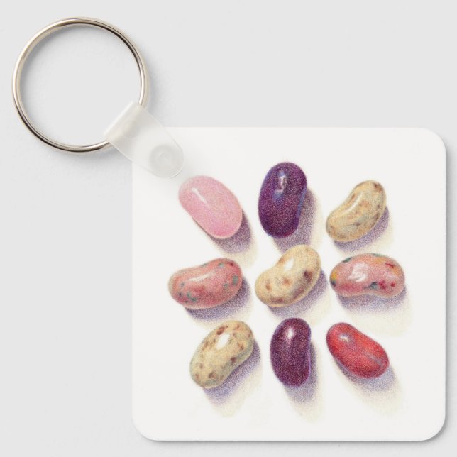 TIC TAC TOE JELLY BEANS Aluminium Square Keychain Nyckelring (Framsida)