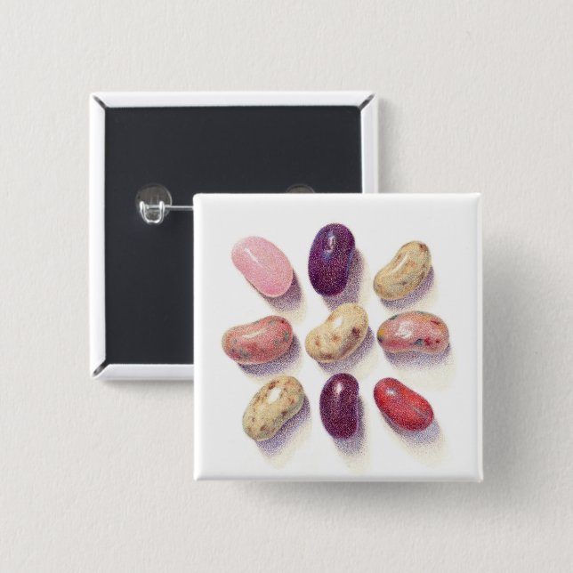 TIC TAC TOE JELLY BEANS Square Button Knapp (Framsida & baksida)