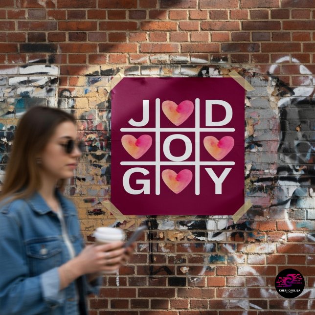 Tic Tac Toe Joy och God Christian Faith Poster (Joy wins. Faith, love, and good vibes taking over the street.)