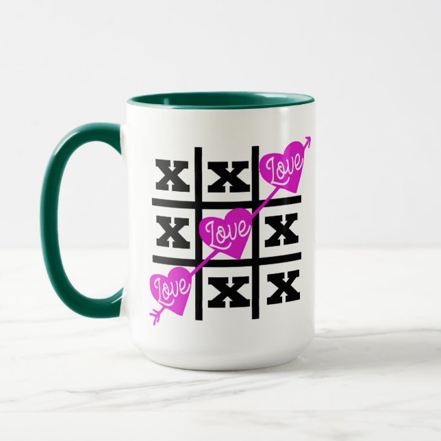 Tic Tac Toe Kärlek Valentine Day Gift Idea - Lusti Mugg (Vänster)