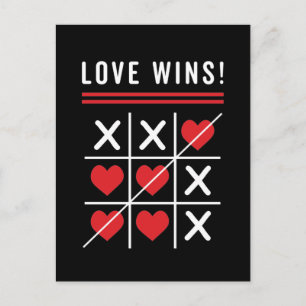 Tic Tac Toe Kärlek Vinner Födelsedag Alla Hjärtans Vykort