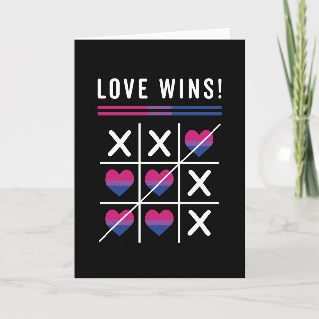 Tic Tac Toe Kärlek vinner HBT TQ Bisexual Pride Kort (Framsida)