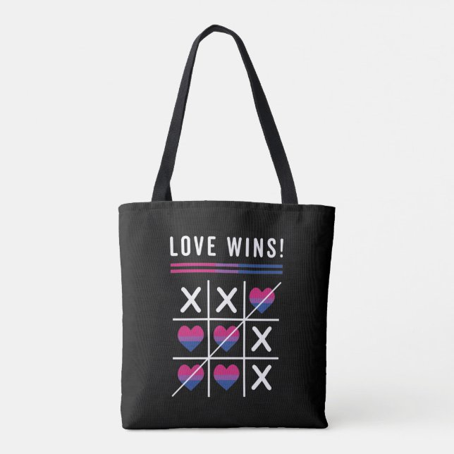 Tic Tac Toe Kärlek vinner HBT TQ Bisexual Pride Tygkasse (Baksida)