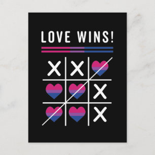 Tic Tac Toe Kärlek vinner HBT TQ Bisexual Pride Vykort