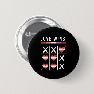 Tic Tac Toe Kärlek Vinner LGBTQ Lesbisk Pride Knapp