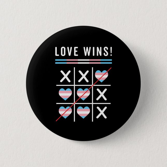 Tic Tac Toe Kärlek Vinner LGBTQ Transpersoners Pri Knapp (Framsida)