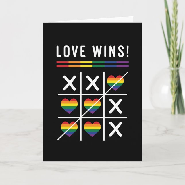 Tic Tac Toe Kärlek Wins LGBTQ Gay pride Kort (Framsida)