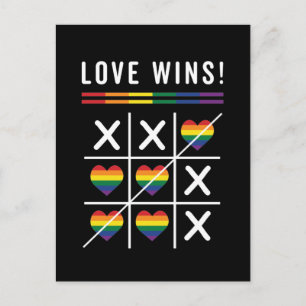 Tic Tac Toe Kärlek Wins LGBTQ Gay pride Vykort