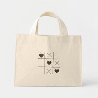 Tic-Tac-Toe Love Hearts Tote Bag – Minimalist Line Mini Tygkasse