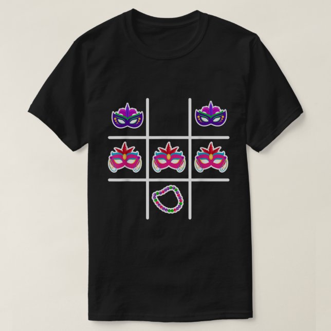 Tic Tac Toe Mardi Gras Coola Carnival Parad Masque T Shirt (Design framsida)