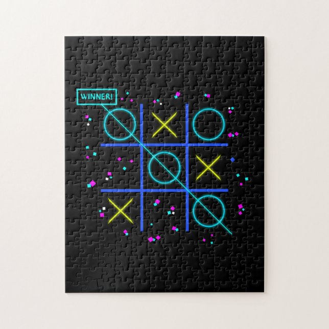 Tic Tac Toe Neon Retro Vinnare Glöd Gamer Arkad Pussel (Vertikal)