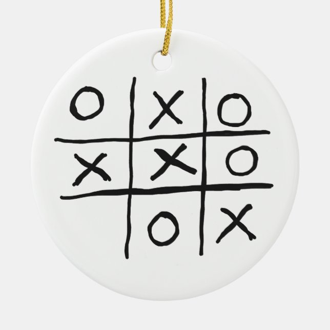 Tic Tac Toe Noughts och Kor Julgransprydnad Keramik (Framsidan)