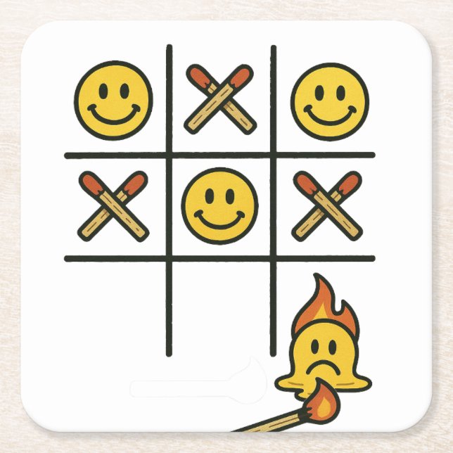 Tic Tac Toe Underlägg Papper Kvadrat (Framsidan)