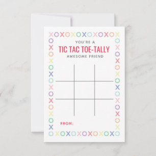 Tic Tac Toe Valentine-kort eller -Märkre Anteckningskort