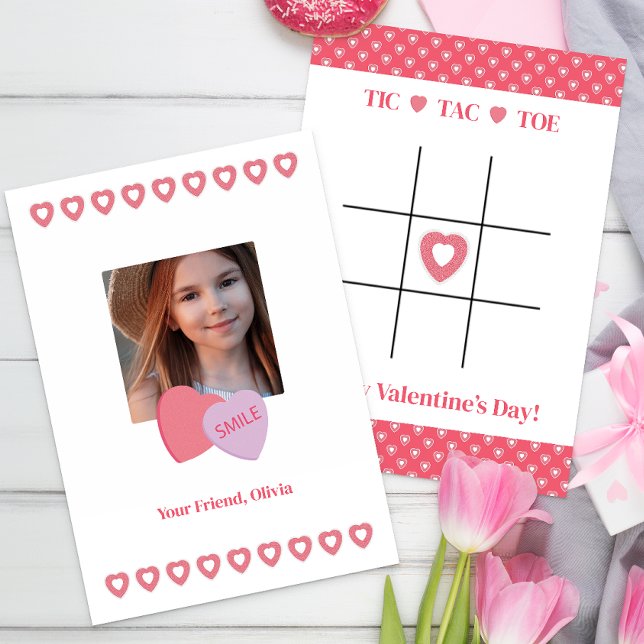 Tic Tac Toe Valentine Photo Classroom-kort Tack Kort (Activity Valentine Classroom Exchange Card)