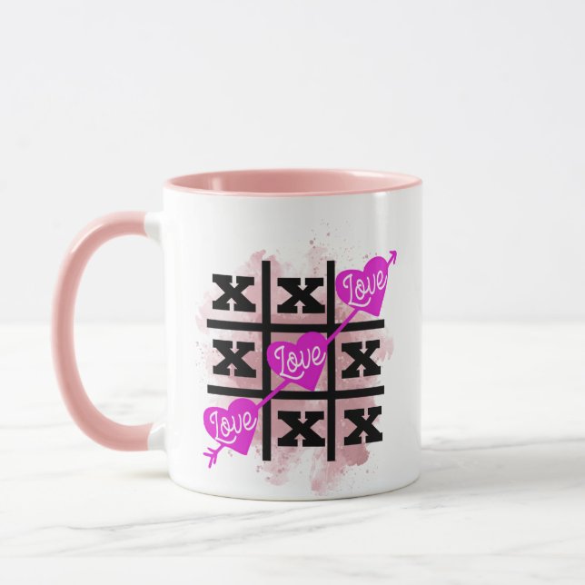 Tic Tac Toe valentiness Hearts Gift Mugg (Vänster)