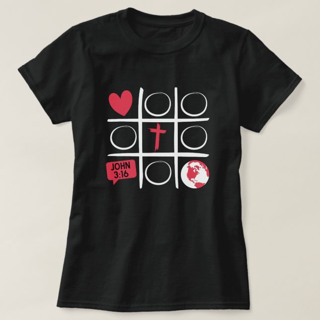 Tic Tac Toe Vit Font T-Shirt (Design framsida)