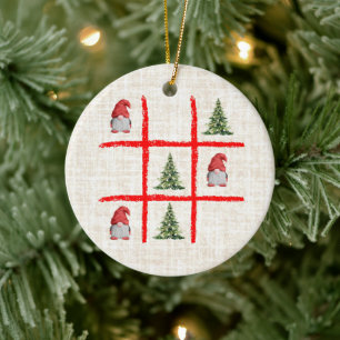 Tic Tac Toe Xmas Träd – Mysig Linne Skandinavisk Julgransprydnad Keramik