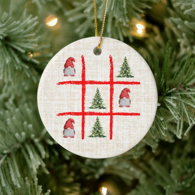 Tic Tac Toe Xmas Trees – Cozy Linen Scandinavian Julgransprydnad Keramik (Träd)