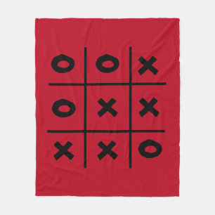 Tic Tac Toe XO Game Helgdag Red Fleece Blanket