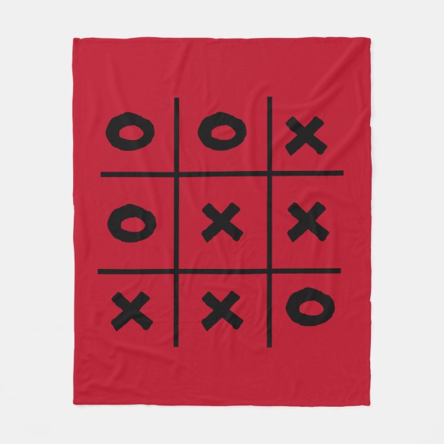 Tic Tac Toe XO Game Helgdag Red Fleece Blanket (Framsidan)