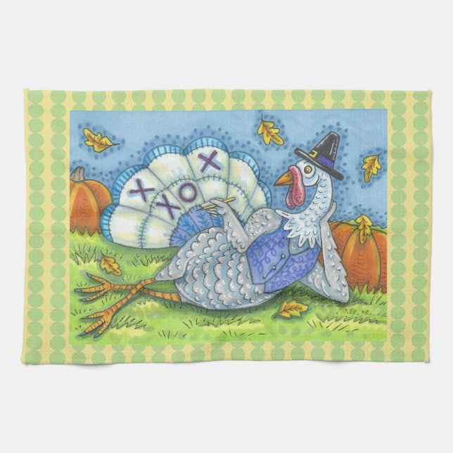 TIC TAC TOW TURKEY THANKSGIVING BIRD KITCHEN TOWEL KÖKSHANDDUK (Horisontell)